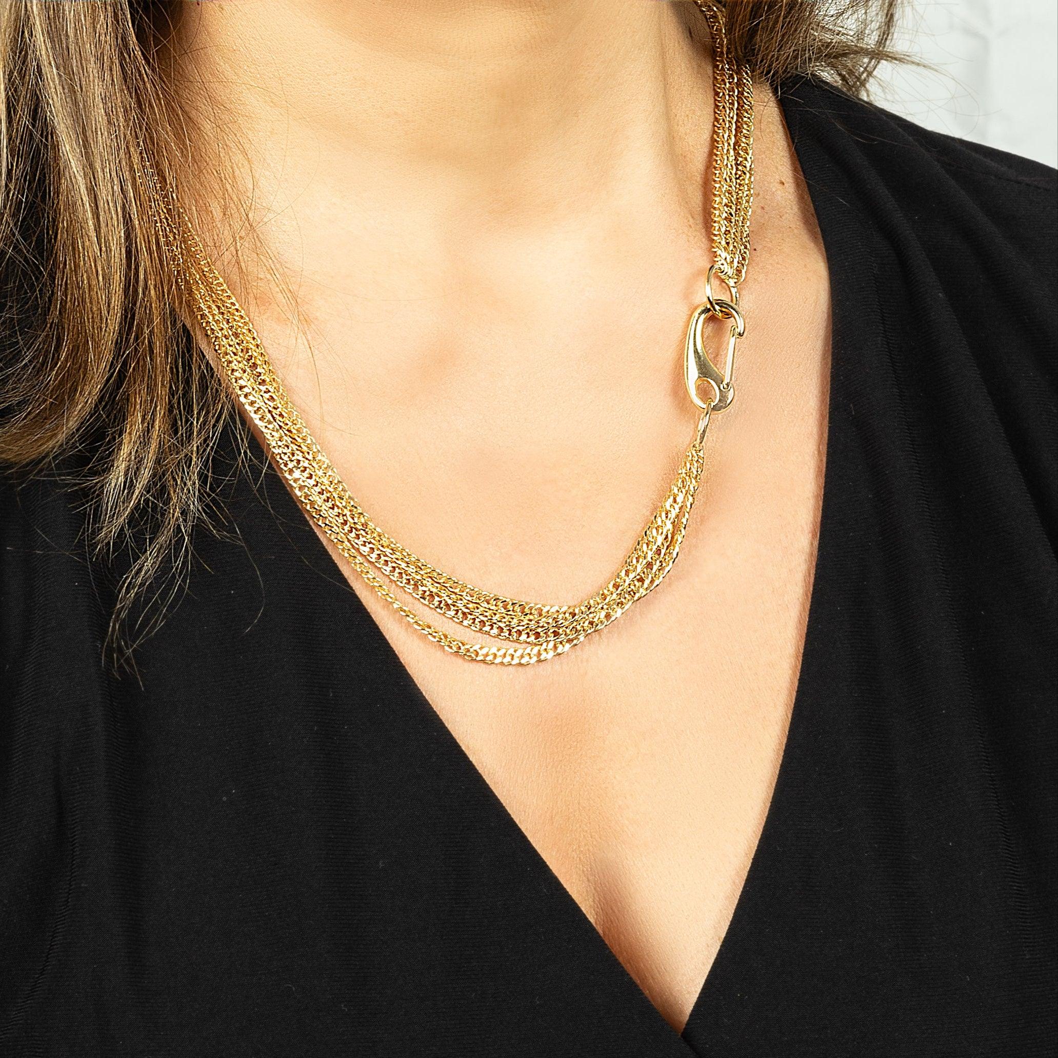 Collar largo multiples cadenas cierre mosquetón VOLUNTAD - KIREI