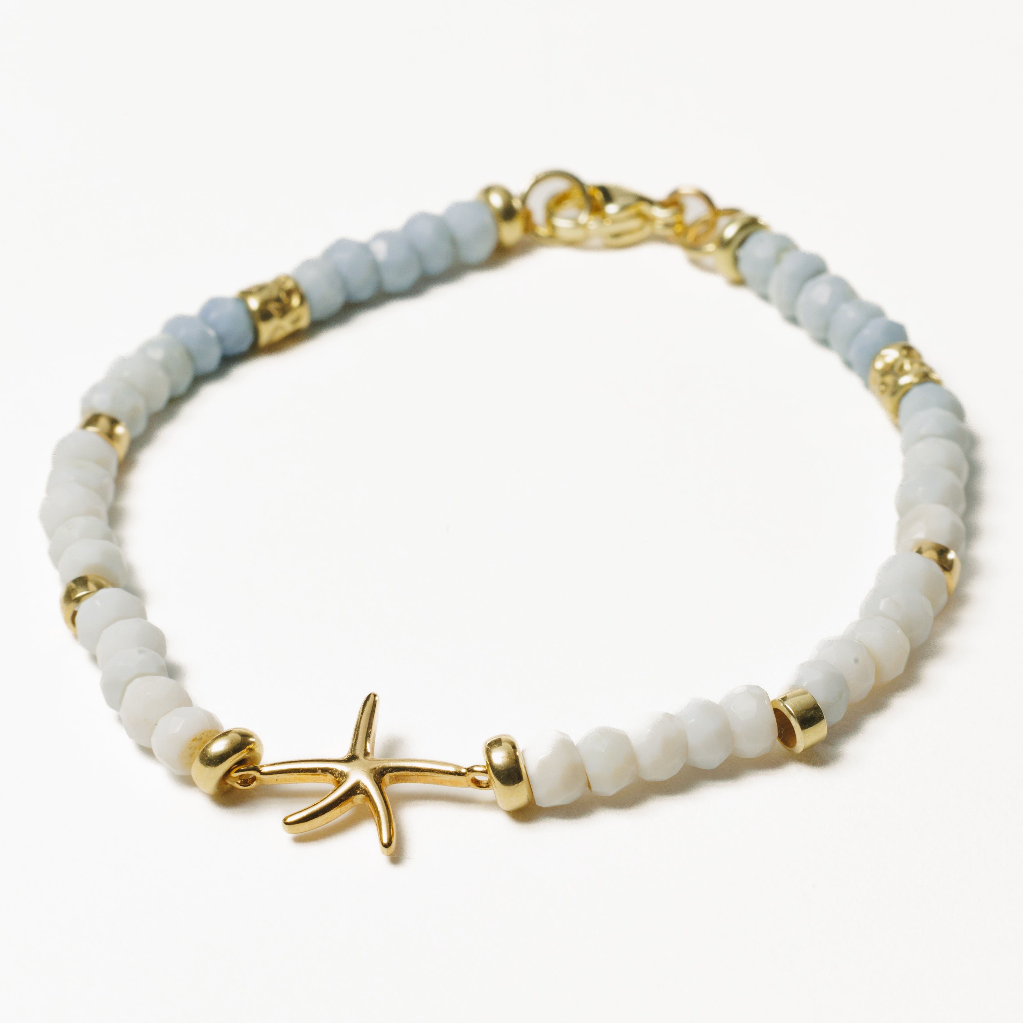 Pulsera con estrella acero inoxidable bañado en oro y ópalos BEACH - KIREI 