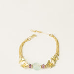 Pulsera oro con flores y gemas PINK - KIREI 