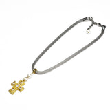 CIPHER | Collier ras du cou en acier avec croix et perle
