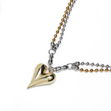 CHROME DEVOTION | Collar con colgante de corazón en acero y cadena doble