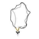 CHROME HEART | Collar de acero con doble cadena y corazón