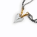 CHROME HEART | Collar de acero con doble cadena y corazón