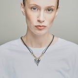 CHROME HEART | Collar de acero con doble cadena y corazón