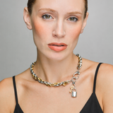 BLOCK | Collar de cadenas bicolor en acero inoxidable con colgante