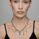 DIVINE DISORDER | Collier croix de zircon et perles bicolores
