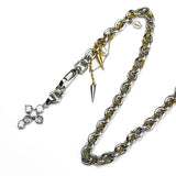 DIVINE DISORDER | Collar con cruz de circonitas y perlas bicolor