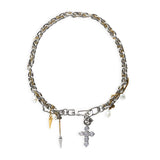 DIVINE DISORDER | Collar con cruz de circonitas y perlas bicolor