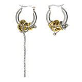INTERLOCK | Boucles d'oreilles créoles avec anneaux et chaîne pendante