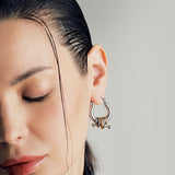 INTERLOCK | Boucles d'oreilles créoles avec anneaux et chaîne pendante