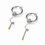 BEND STEEL pendientes de aro de acero con pavé, cadenas y detalles dorados – Kirei Jewellery