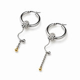 BEND STEEL pendientes de aro de acero con pavé, cadenas y detalles dorados – Kirei Jewellery