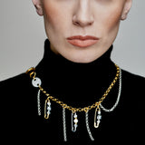 VOLTAGE | Collar bicolor con imperdibles en acero inoxidable