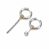 FROST Acier inoxydable | Boucles d'oreilles créoles asymétriques avec chaîne et zircone