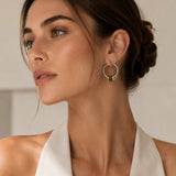 HALO Steel | Boucles d'oreilles créoles avec zircons et anneaux métalliques