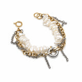 Pulsera HYBRID bicolor con cadenas y perlas shell – Kirei Jewellery