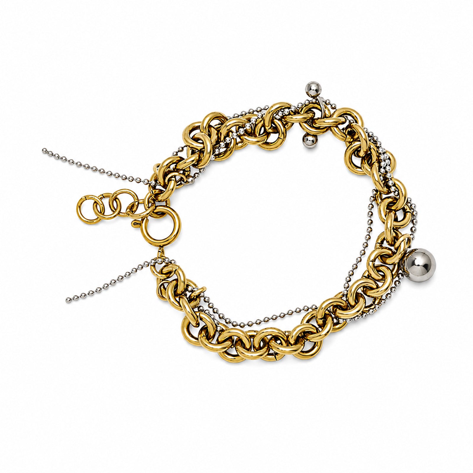 Pulsera OVERLAY GOLD dorada con cadenas en acero – Kirei Jewellery