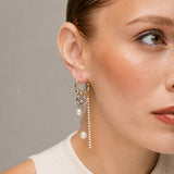 ELECTRIC or | Boucles d'oreilles pendantes en acier avec perles et chaînes
