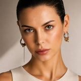 INTERLOCK | Boucles d'oreilles créoles avec anneaux et chaîne pendante