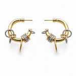 Pendientes NODE GOLD bicolor con anillas y circonitas – Kirei Jewellery