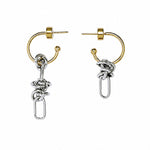 AXIS GOLD pendientes de aro asimétricos con eslabones de acero – Kirei Jewellery
