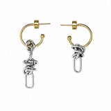 AXIS GOLD pendientes de aro asimétricos con eslabones de acero – Kirei Jewellery