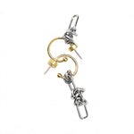 AXIS GOLD pendientes de aro asimétricos con eslabones de acero – Kirei Jewellery