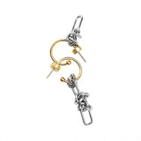 AXIS GOLD pendientes de aro asimétricos con eslabones de acero – Kirei Jewellery