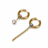 FROST Gold | Boucles d'oreilles asymétriques avec zircone et chaîne