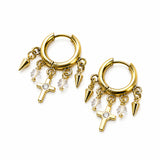 ICONIC | Boucles d'oreilles dorées avec croix et cristaux