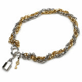 BLOCK | Collier chaîne bicolore en acier inoxydable avec pendentif